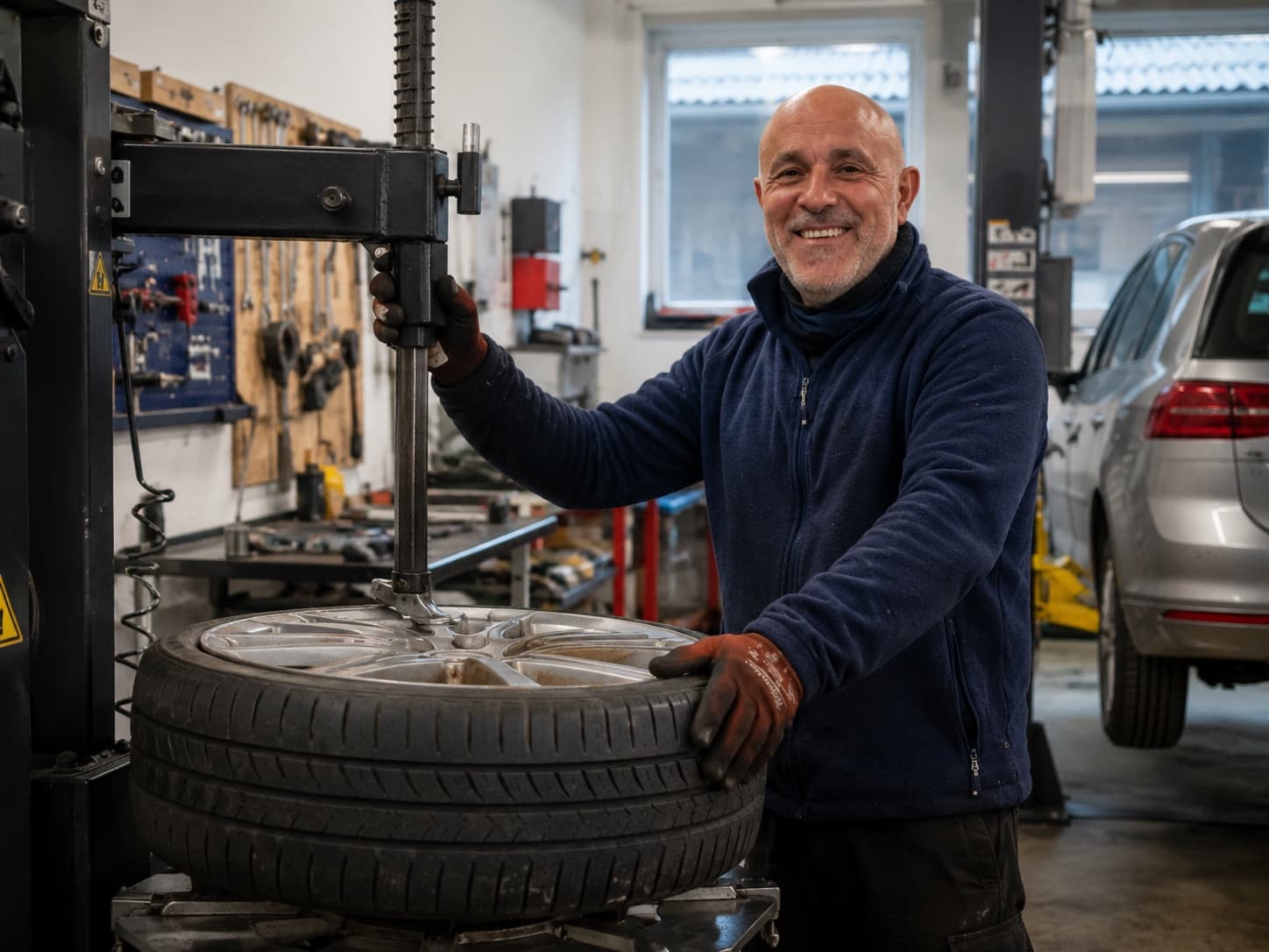 Hjularbejde ved sporing og afbalancering hos Super Auto i Hillerød